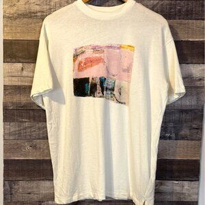 Madewell X Nicole Dstorm Oversized White Cotton T-Shirt XXS Abstract Pastel Boho